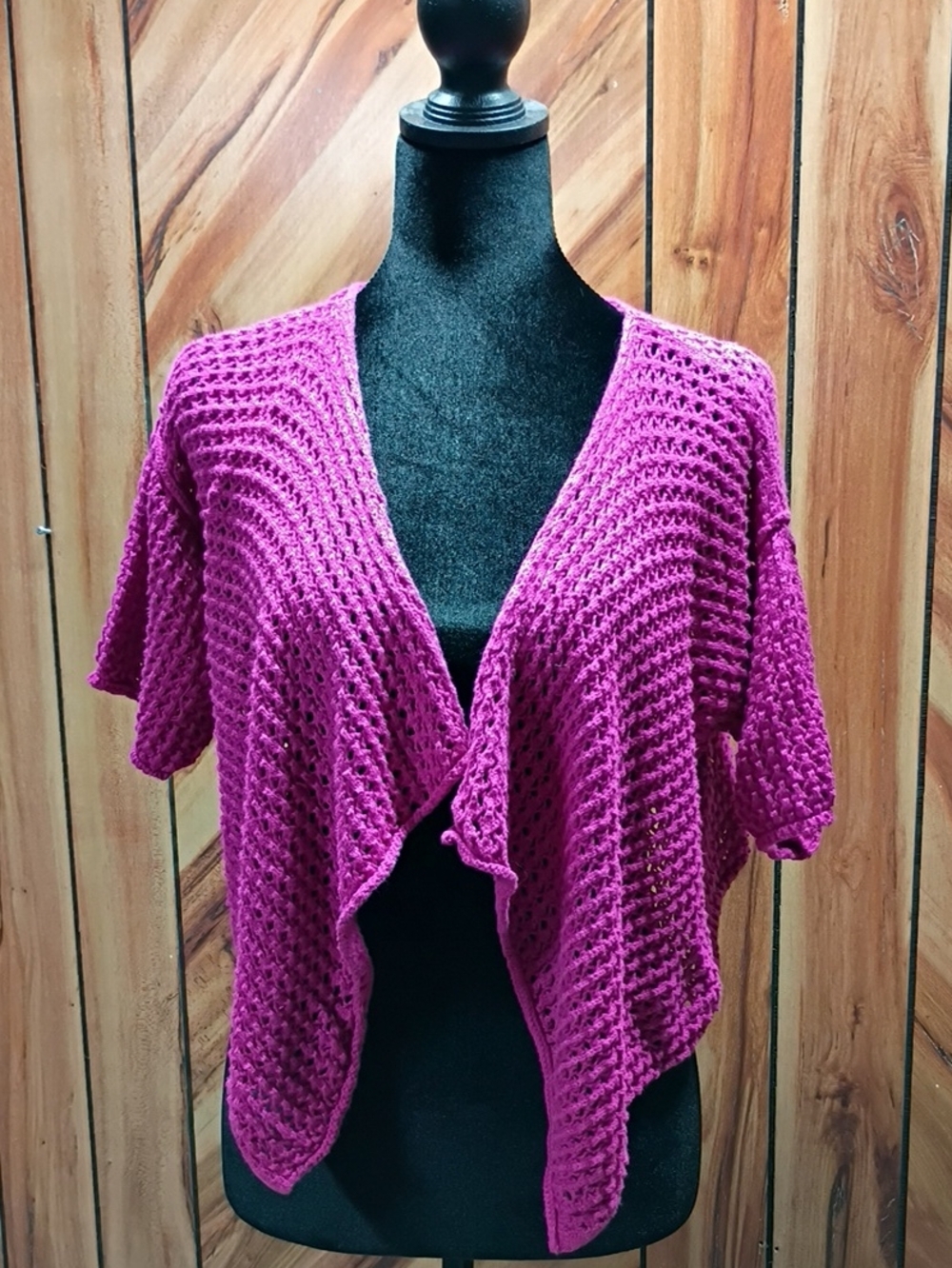Old Navy Magenta Open-Knit Draped Women's Cardigan Size M